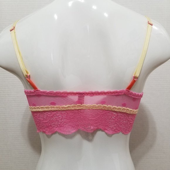 Cosmopolitan bralette Medium unlined floral lace bow swiss polka dot lolita - Picture 3 of 13